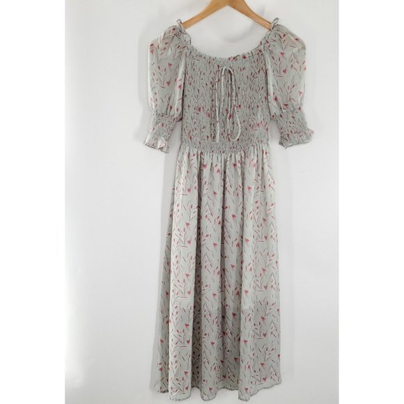 Aly Daly Women's Green Floral Midi Dress Size‎ S - Picture 1 of 6